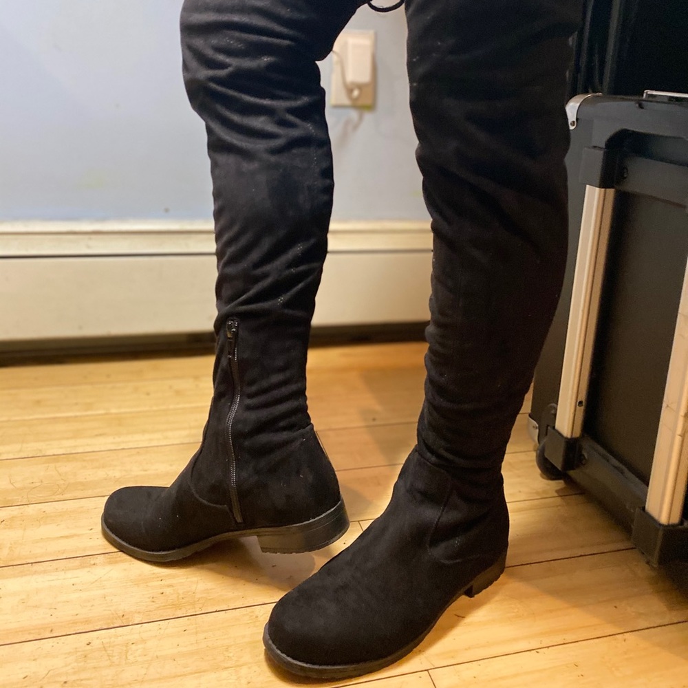 Black high knee boots